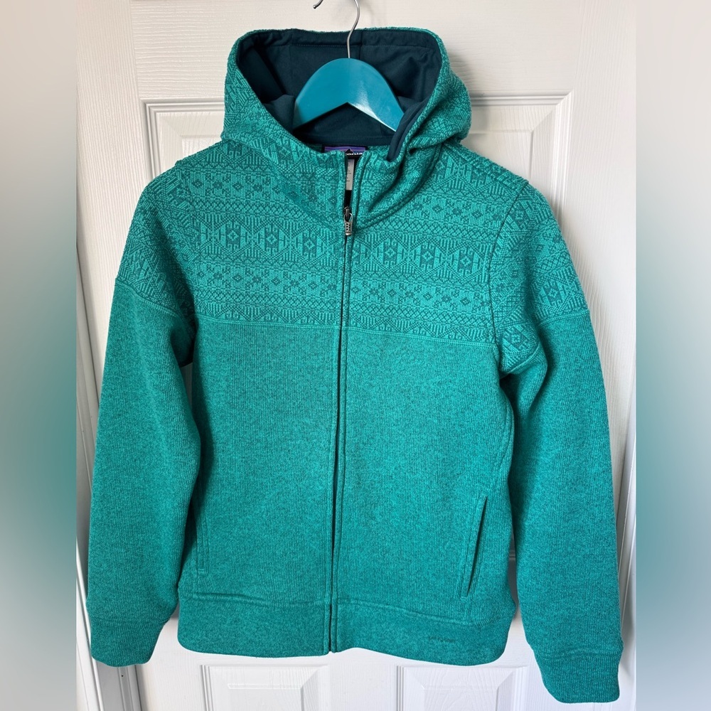 Women’s Patagonia Better Sweater Icelandic Hoodie Teal Green Size Medium - Picture 3 of 9